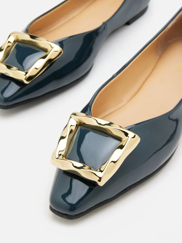 Narelle Gold Buckled Flats
