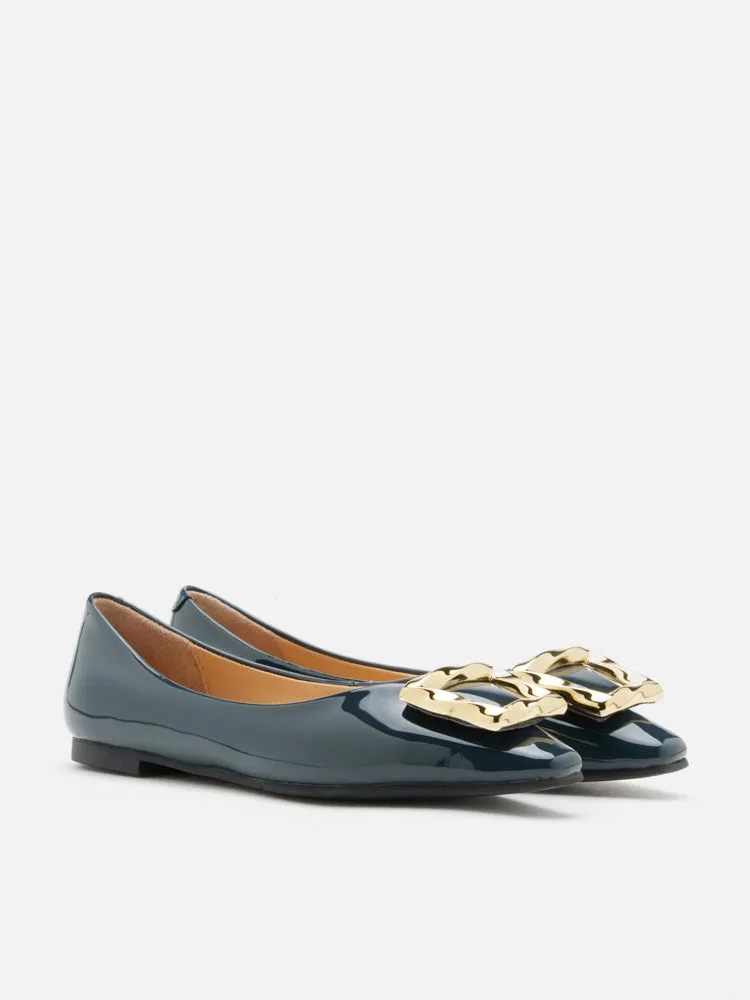 Narelle Gold Buckled Flats