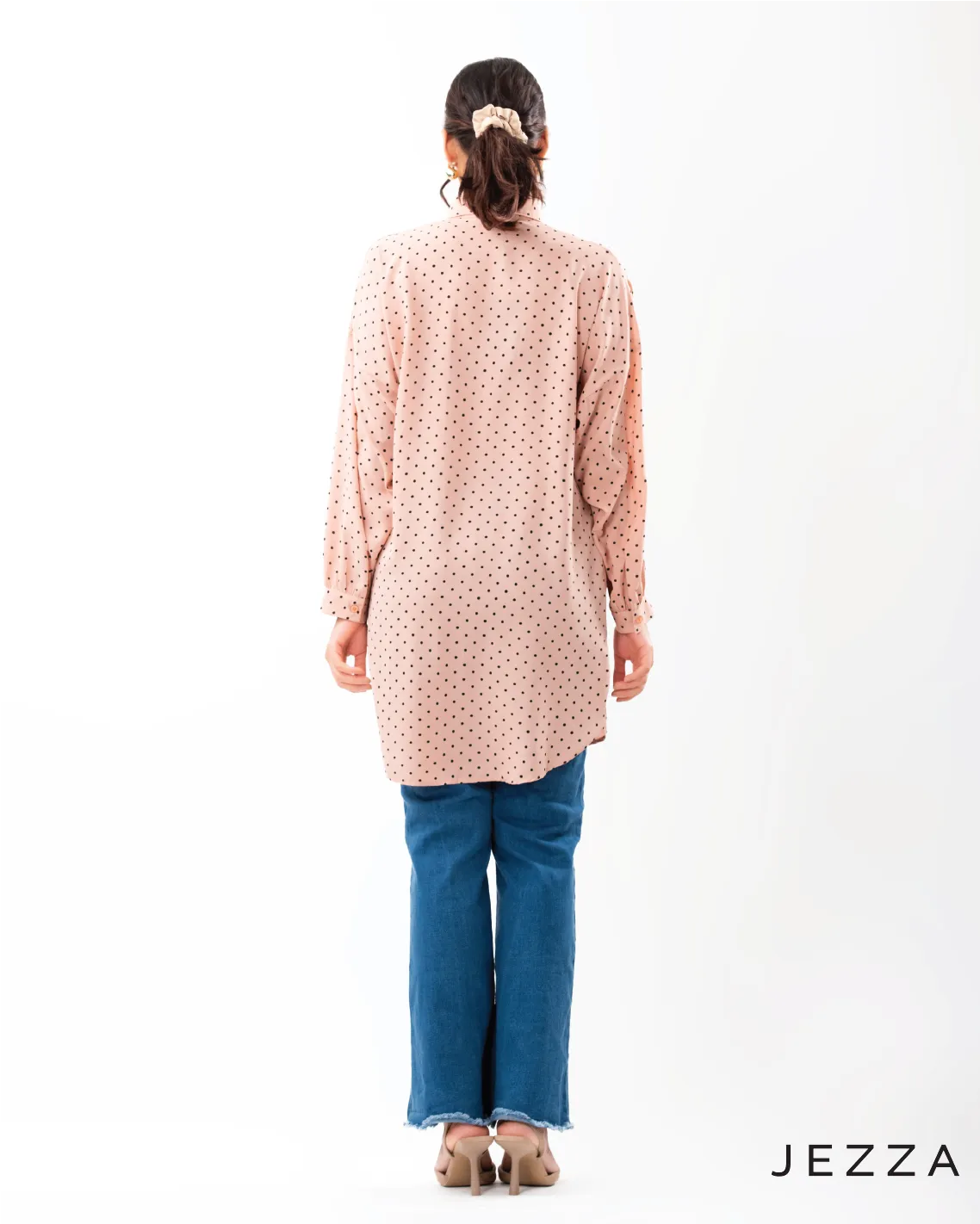 Printed Button-Up Below-Hip Top 62291