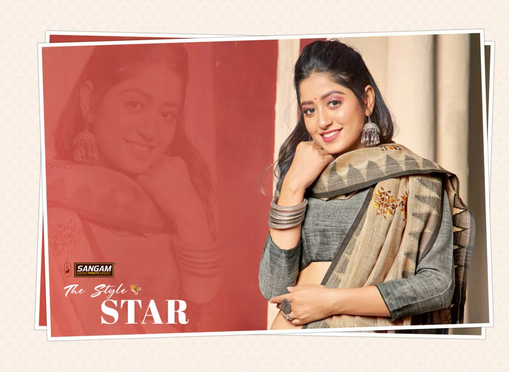 Sangam Prints Launched Vintage Handloom Linen Cotton Casual Wear Sarees