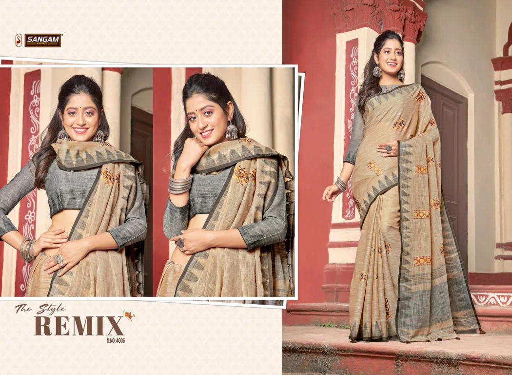 Sangam Prints Launched Vintage Handloom Linen Cotton Casual Wear Sarees