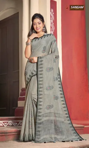 Sangam Prints Launched Vintage Handloom Linen Cotton Casual Wear Sarees
