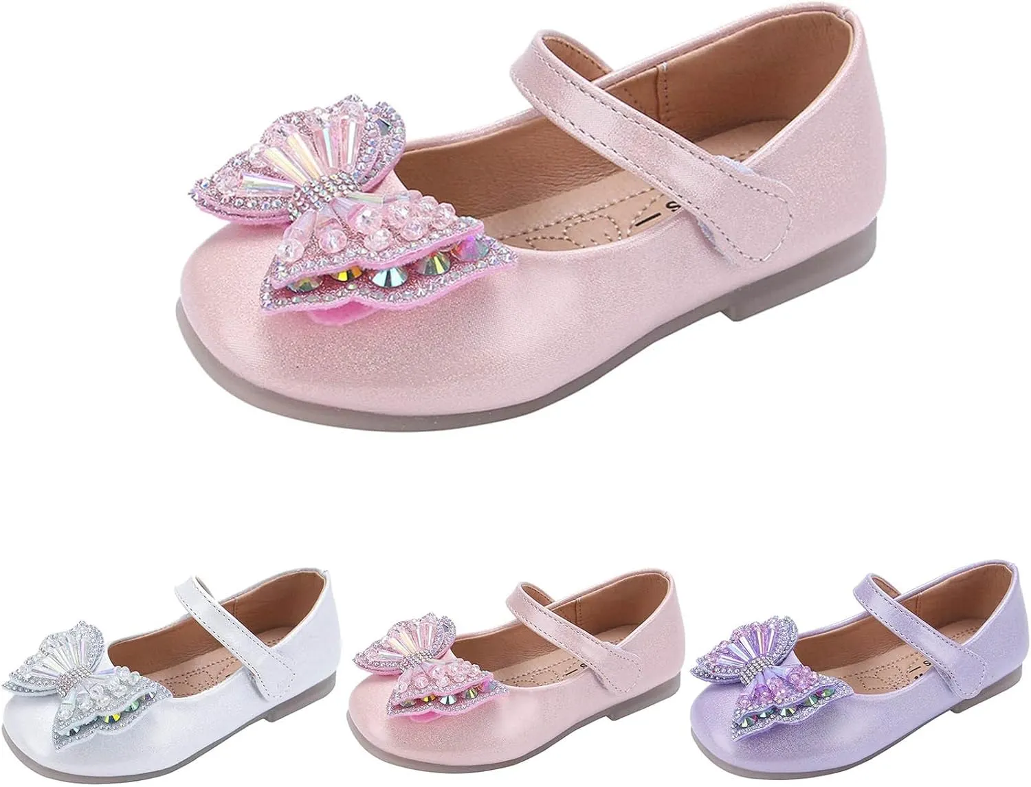 Sequins Bowknot Mary Jane Flats for Girls Party Wedding Ballerina Shoes Ballet Dance Performance Kids Slip On