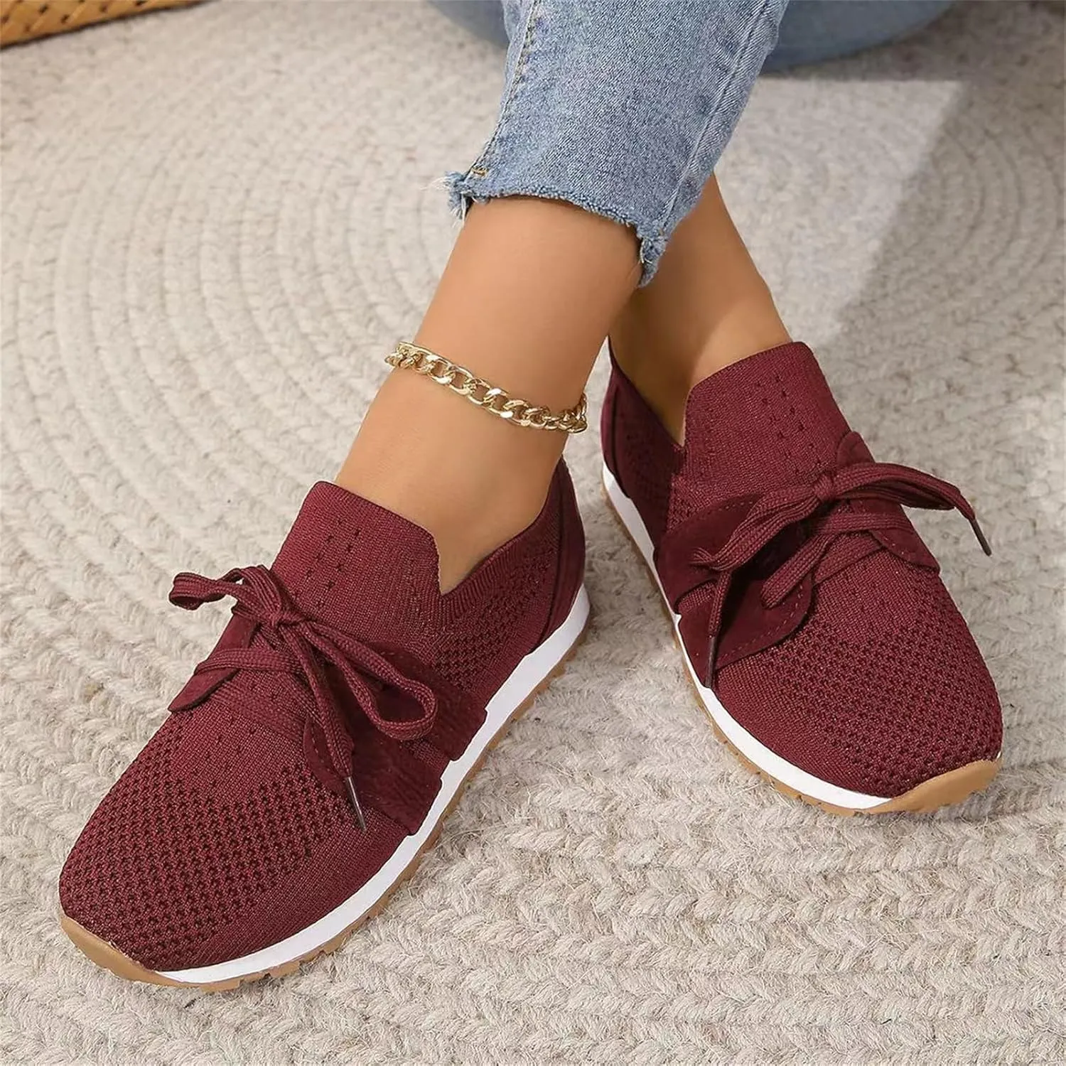 Slip On Sneakers Women Arch Support Walking Shoes Comfort Light Weight Mesh Casual Athletic Gym Tennis Running Shoes