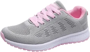 Sneakers for Women Casual Mesh Breathable Lace Up Walking Mens Running Shoes Wide Width Shoes Casual Brown Sneakers White Tennis Shoe Trainers Shoe
