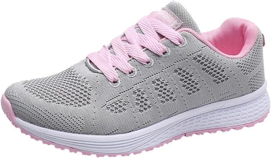 Sneakers for Women Casual Mesh Breathable Lace Up Walking Mens Running Shoes Wide Width Shoes Casual Brown Sneakers White Tennis Shoe Trainers Shoe