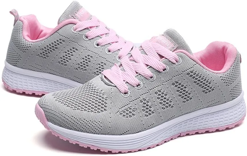 Sneakers for Women Casual Mesh Breathable Lace Up Walking Mens Running Shoes Wide Width Shoes Casual Brown Sneakers White Tennis Shoe Trainers Shoe
