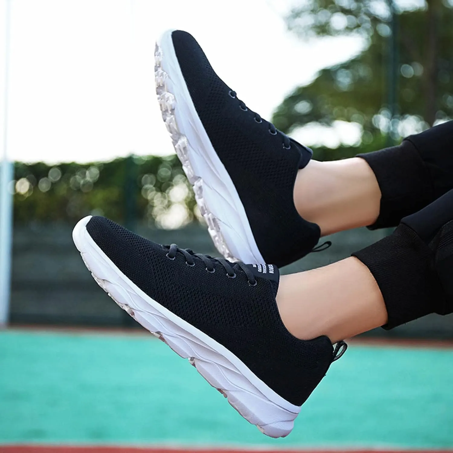Sneakers for Women Casual Mesh Breathable Lace Up Walking Non Slip Work Shoes Women Sport Men Casual Dress Shoes Women's Fashion Sneakers White Tennis Shoe Trainers Shoe