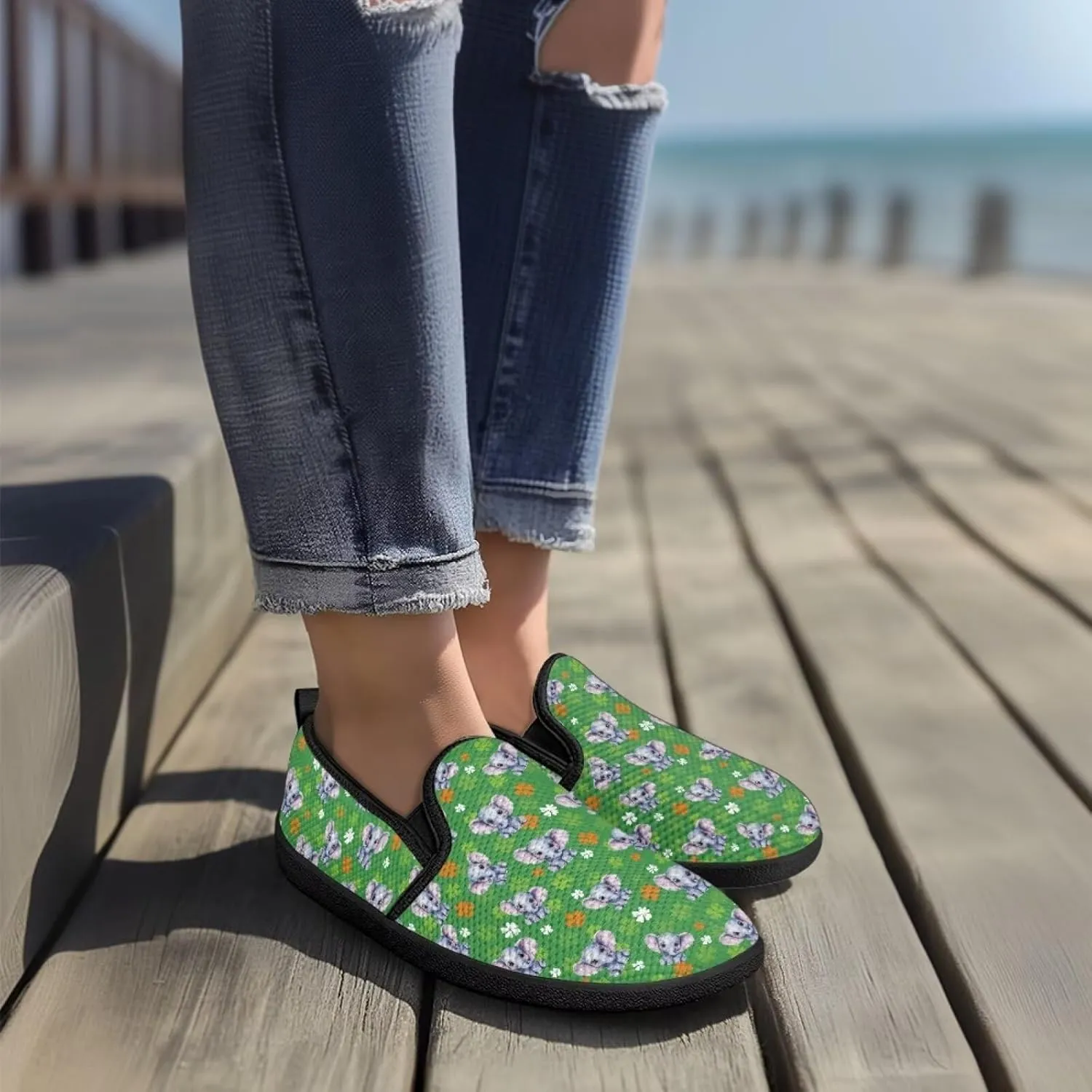 St. Patrick's Day Holiday Dress Walking Shoes Women Trendy Casual Sneakers Comfy Slip On Breathable Gym Workout Fitness Size 5.5-10.5