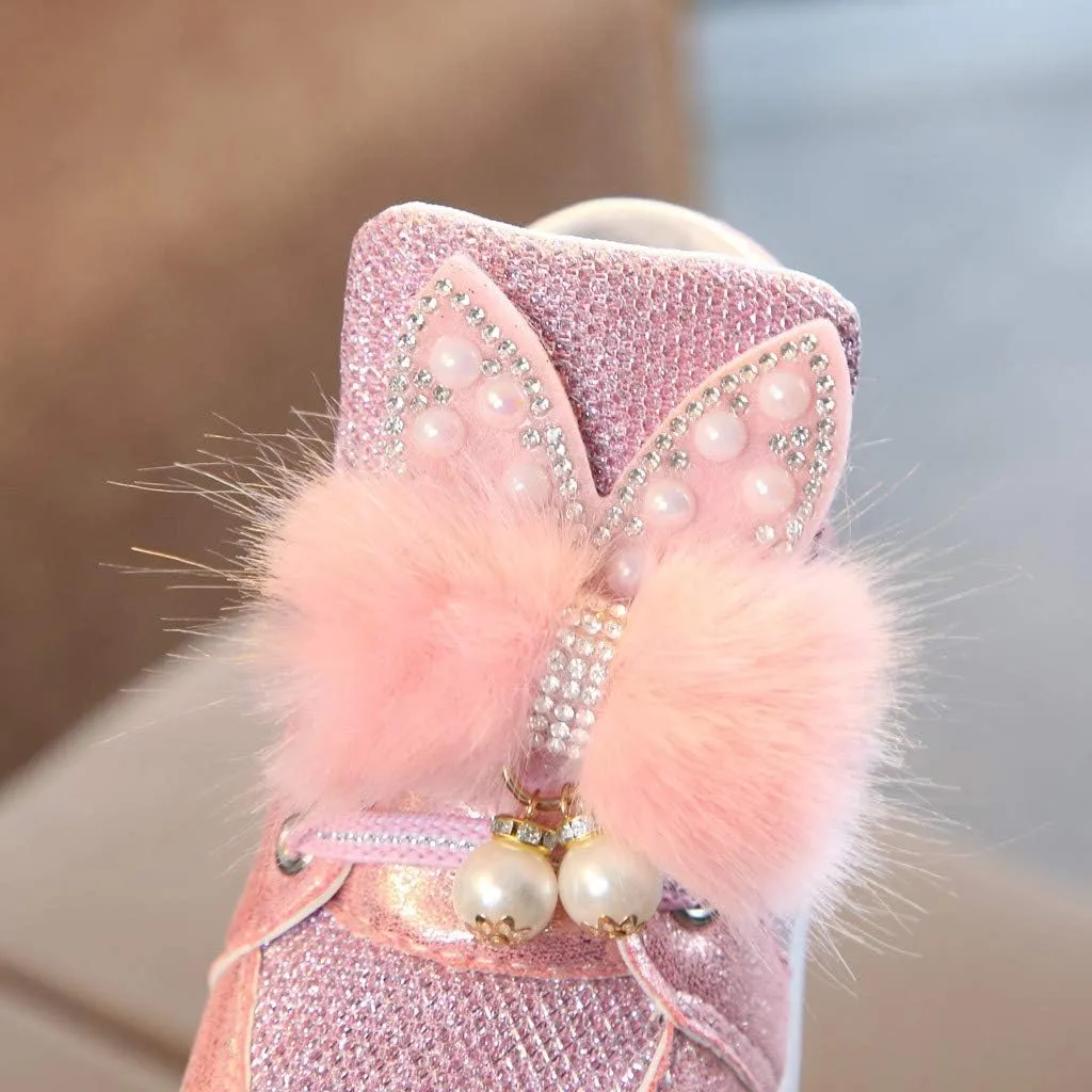 Toddler Baby Girls artoon Rabbit Luminous Sport Shoes Baby Fashion High Top Light Up Casual Walking Sneakers