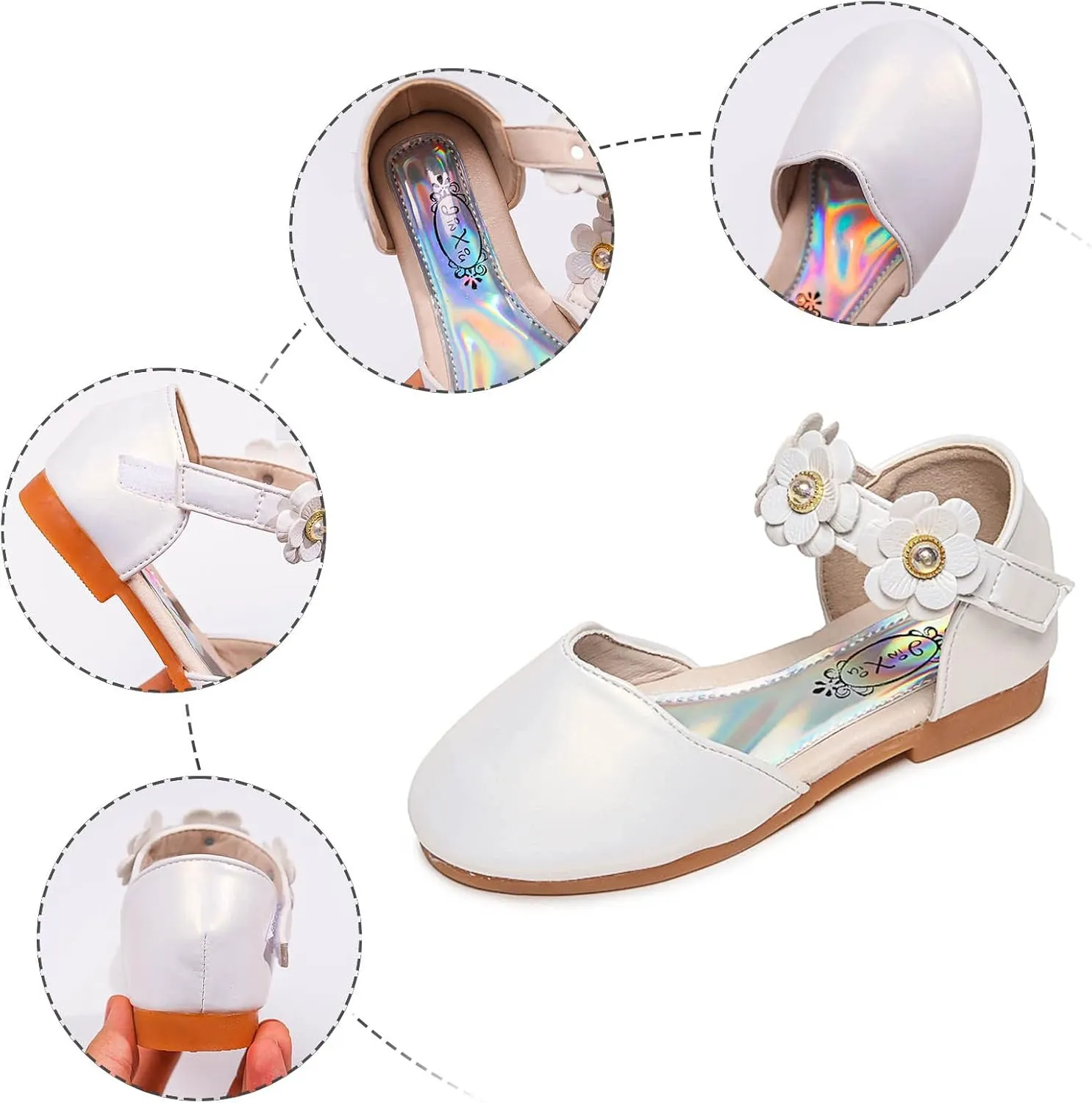 Toddler Flower Girls Dress Shoes Wedding Party School Glitter Mary Jane Princess Dance Pumps Sandals for Kids