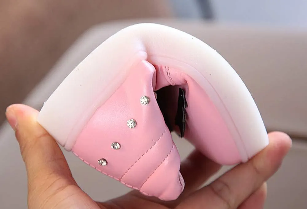 Toddler Girls hinestone Light Up Sneaker High Top Slip On Rubber Bottom Zipper Cute Fashion Toddler Shoes for Girl