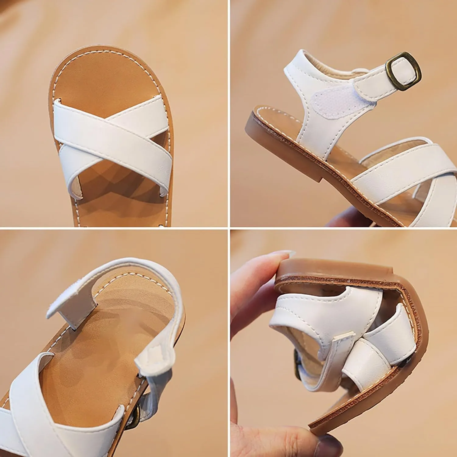 Toddler Girls Sandals for Kids Open Toe Wedding Dress Shoes Non-Slip Buckle Summer Beach Pool Slip On Footwear