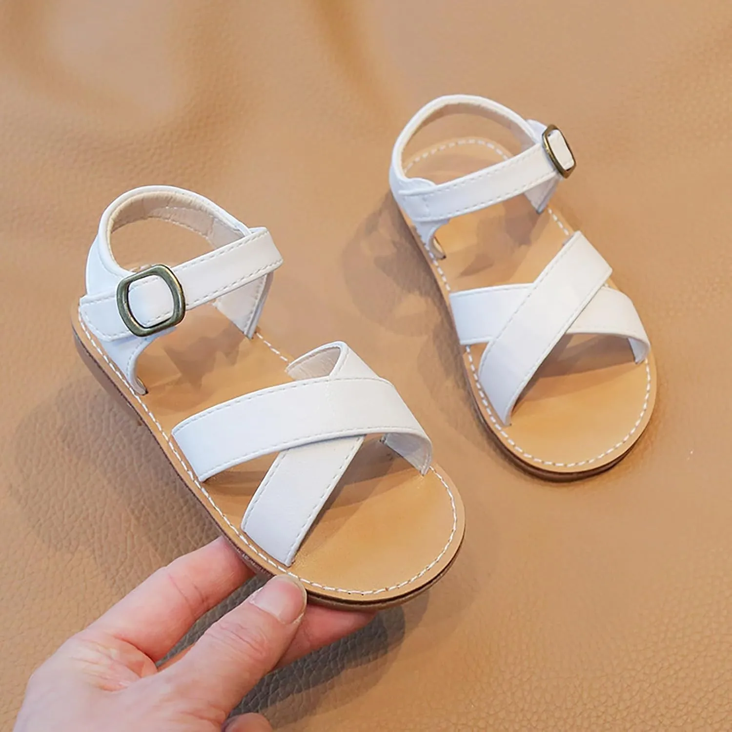 Toddler Girls Sandals for Kids Open Toe Wedding Dress Shoes Non-Slip Buckle Summer Beach Pool Slip On Footwear