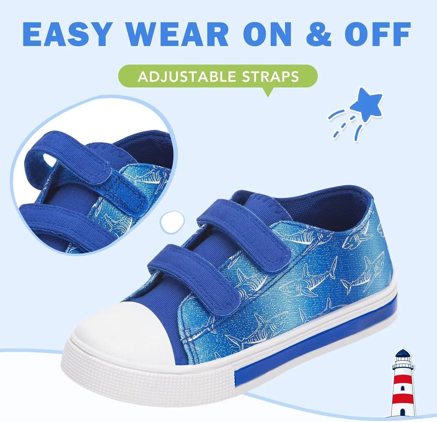 Toddler Kids Sneakers for Boys Girls Light Up Canvas Shoes Children Low Top Casual Outdoor Sneaker with Adjustable Straps
