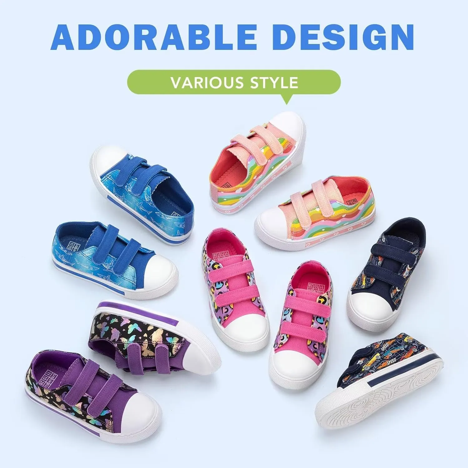 Toddler Kids Sneakers for Boys Girls Light Up Canvas Shoes Children Low Top Casual Outdoor Sneaker with Adjustable Straps