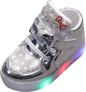 Toddler Light Up Sneaker Baby Infant Newborn First Walking Sport Shoes with Bow Girls Boys Led Outdoor Slip On Shoes