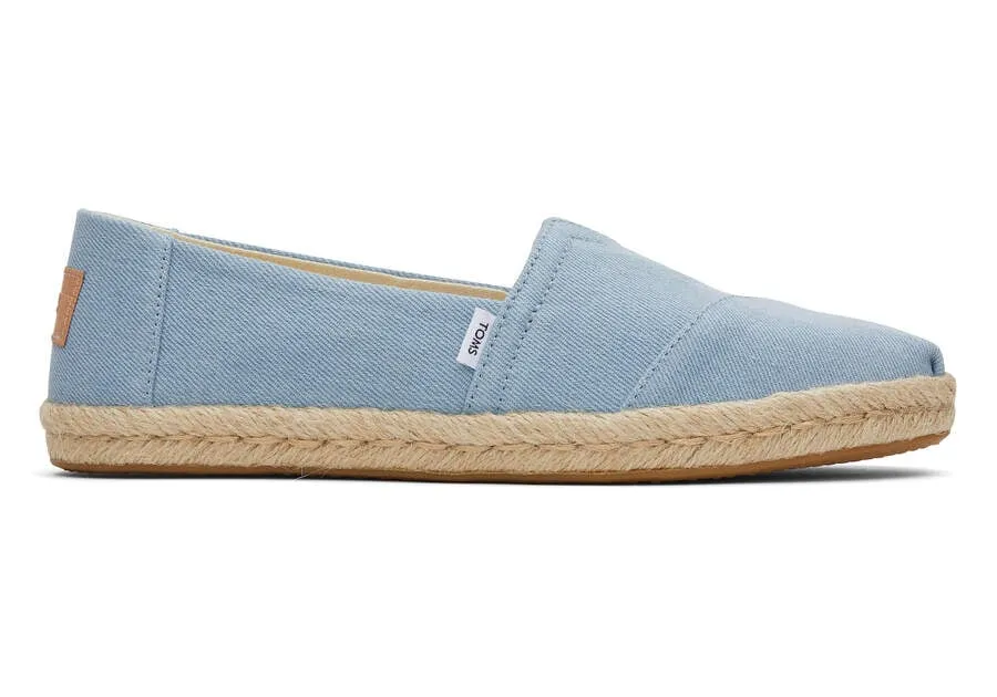 TOMS Womens Alpargata Washed Denim Rope Espadrille - Blue