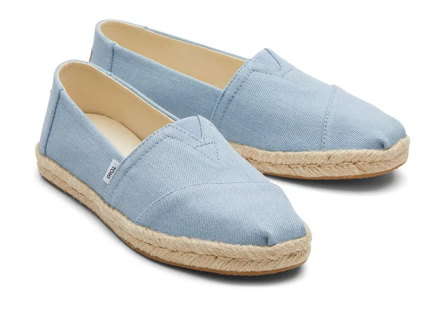 TOMS Womens Alpargata Washed Denim Rope Espadrille - Blue