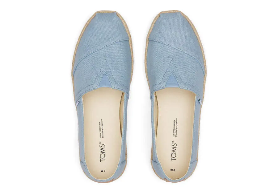 TOMS Womens Alpargata Washed Denim Rope Espadrille - Blue