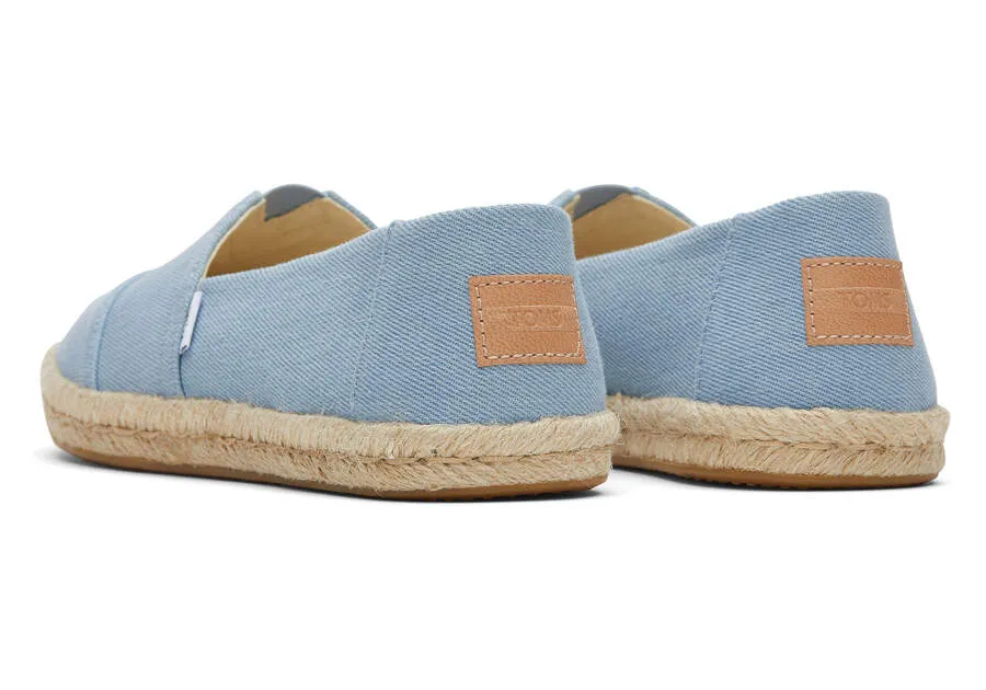 TOMS Womens Alpargata Washed Denim Rope Espadrille - Blue