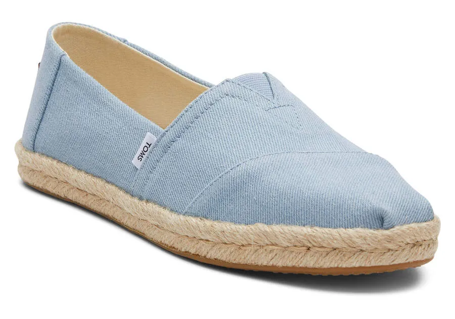 TOMS Womens Alpargata Washed Denim Rope Espadrille - Blue