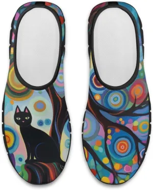 Women's Mesh Shoes Cat Print Non-Slip Athletic Sport Sneakers Soft Running Sneakers Cozy Breathable Walking Loafers for Outdoor