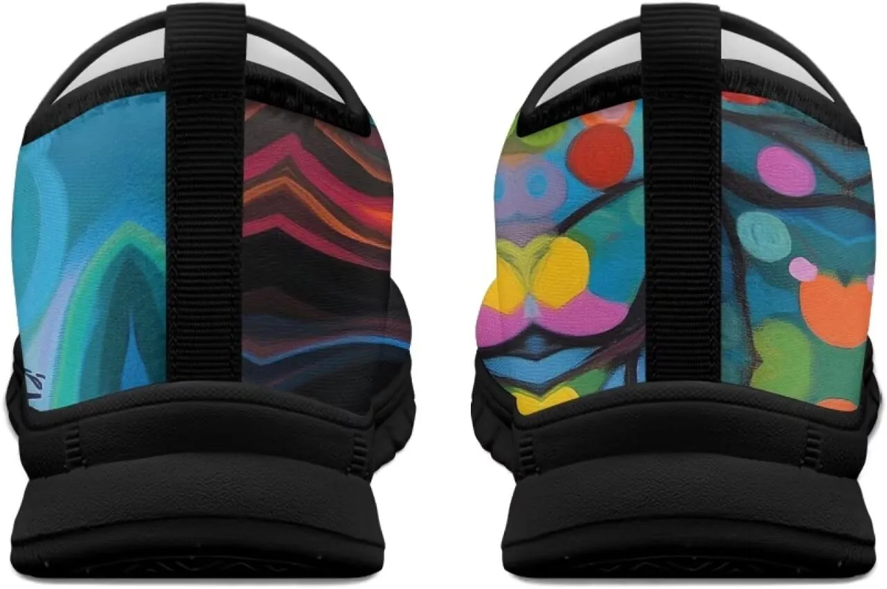 Women's Mesh Shoes Cat Print Non-Slip Athletic Sport Sneakers Soft Running Sneakers Cozy Breathable Walking Loafers for Outdoor