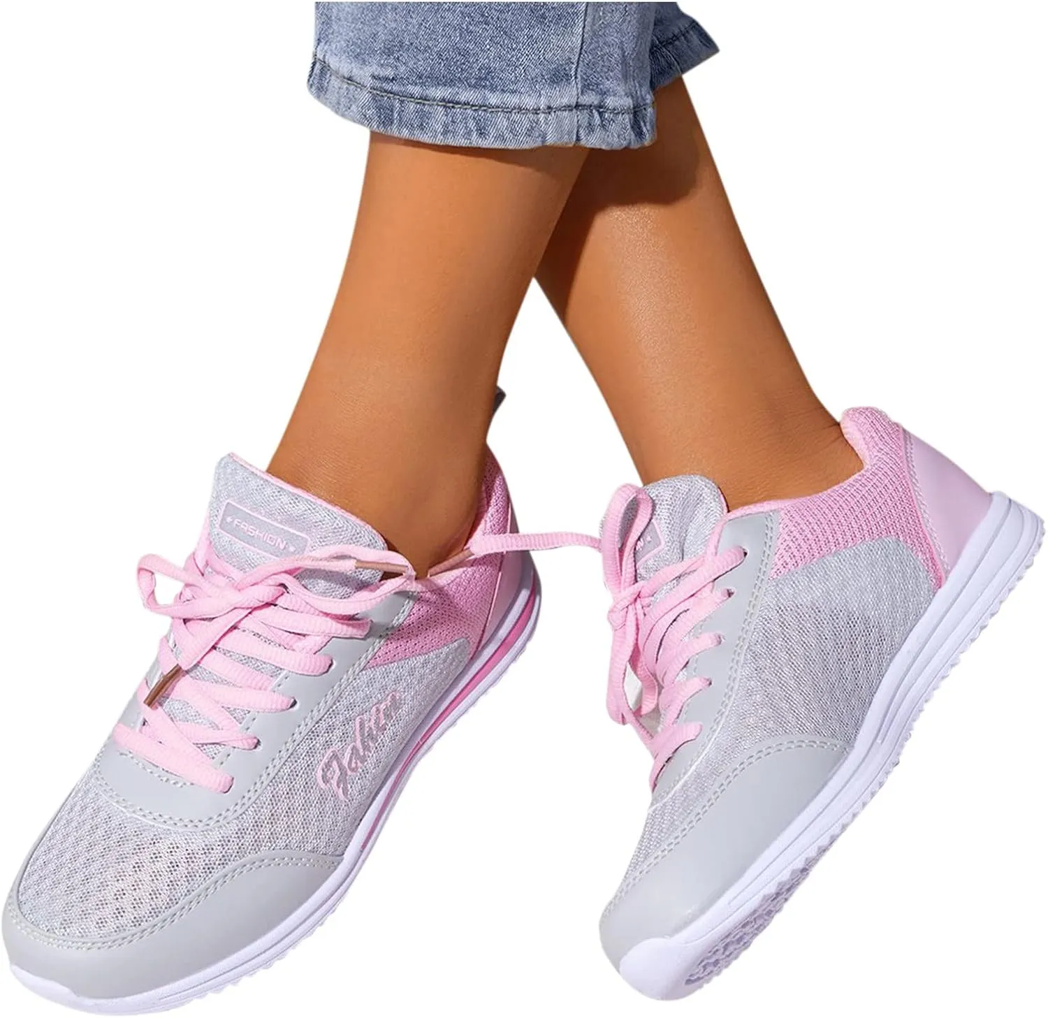 Women's Running Walking Tennis Shoes Comfortable Lace Up Running Shoes for Women Mesh Casual Tennis Shoes Chunky Sneakers Slip On Tennis Shoe Cross Trainer Shoe