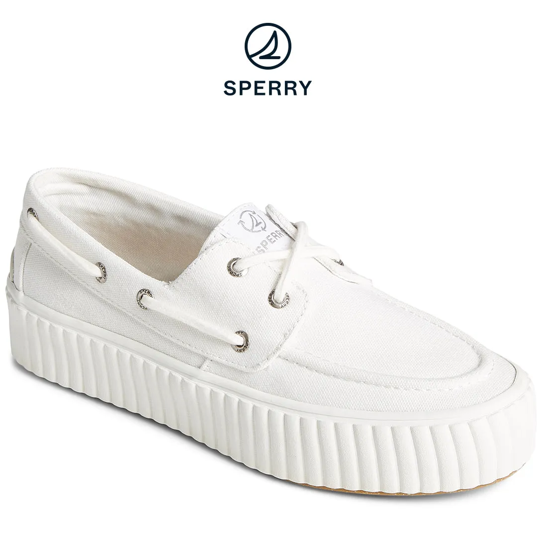 Women's SeaCycled™ Pier Wave Platform Boat Sneakers - White (STS88788)