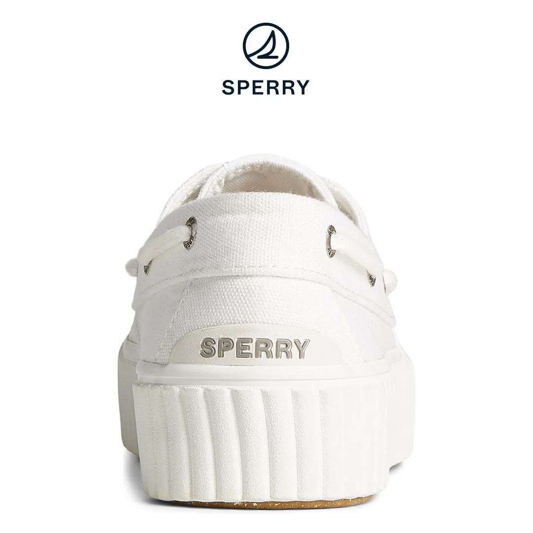 Women's SeaCycled™ Pier Wave Platform Boat Sneakers - White (STS88788)