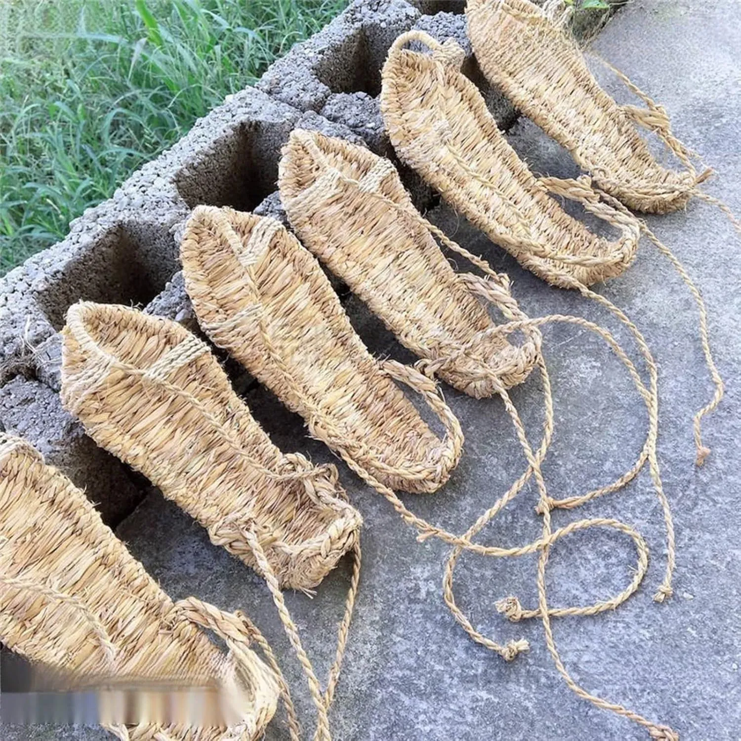 Woven Shoes Handmade Bamboo and Linen Straw Sandals Summer Breathable Casual Retro Nostalgic Trend(7.5)