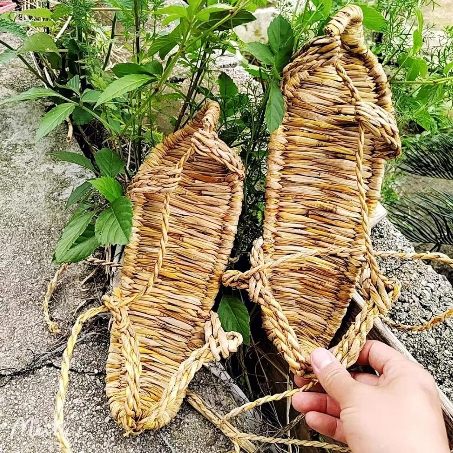 Woven Shoes Handmade Bamboo and Linen Straw Sandals Summer Breathable Casual Retro Nostalgic Trend(7.5)