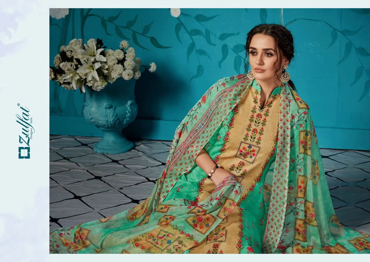 Zulfat Designer Suits Rihana Cotton Digital Print Casual Wear Suits